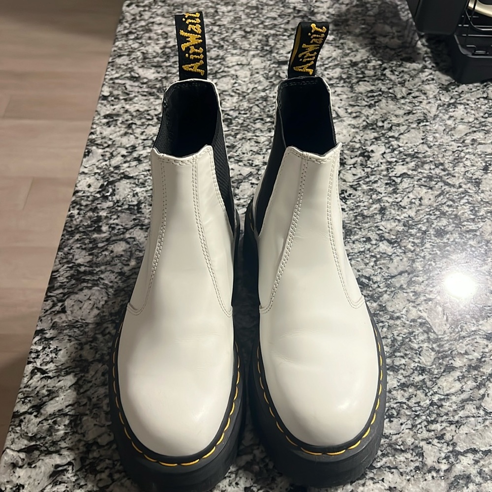 Dr. Martens Chelsea Boots White Leather with Black Sole